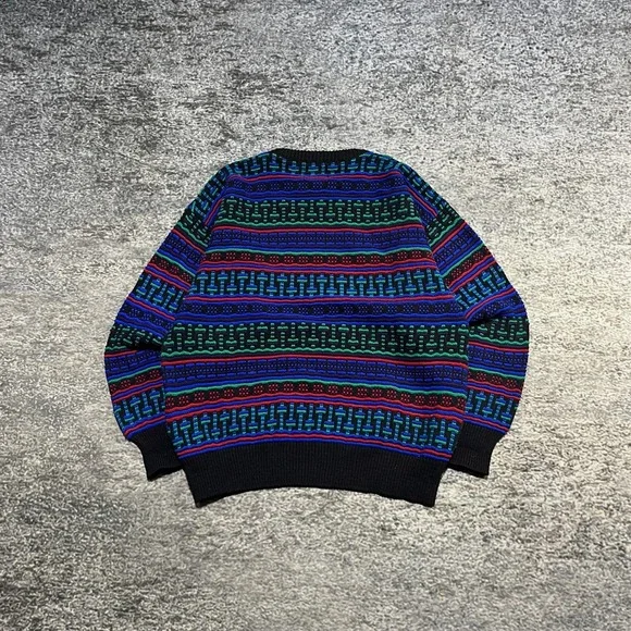 Robert Bruce Sweater Mens Large Vintage 90s Geometric Pattern Coogi Style - Picture 2 of 8
